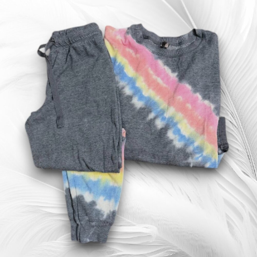 Women's Gray Tie Dye Lounge Set 2-Piece